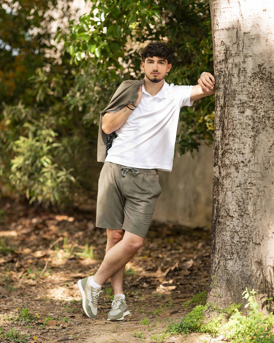 Ensemble Cala Kaki gaufré : polo et short pour un look estival tendance et confortable